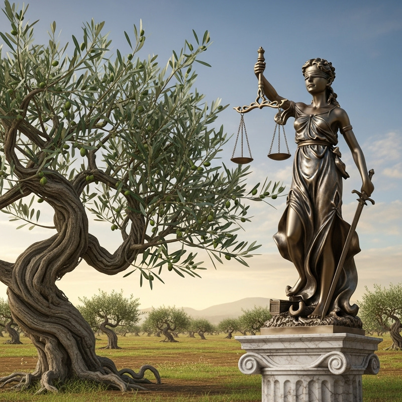 Lady Justice Marble Sculpture with Olive Vine | Classic Symbol Lady Justice Marble Sculpture with Olive Vine | Classic Symbol