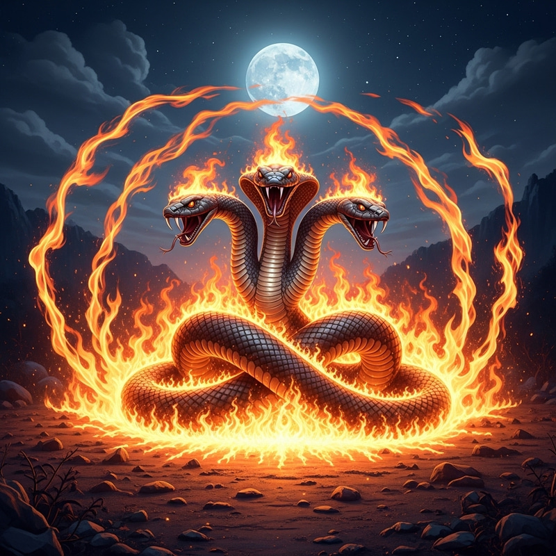 Three-Headed Fire Snake | Mystical Inferno Three-Headed Fire Snake | Mystical Inferno