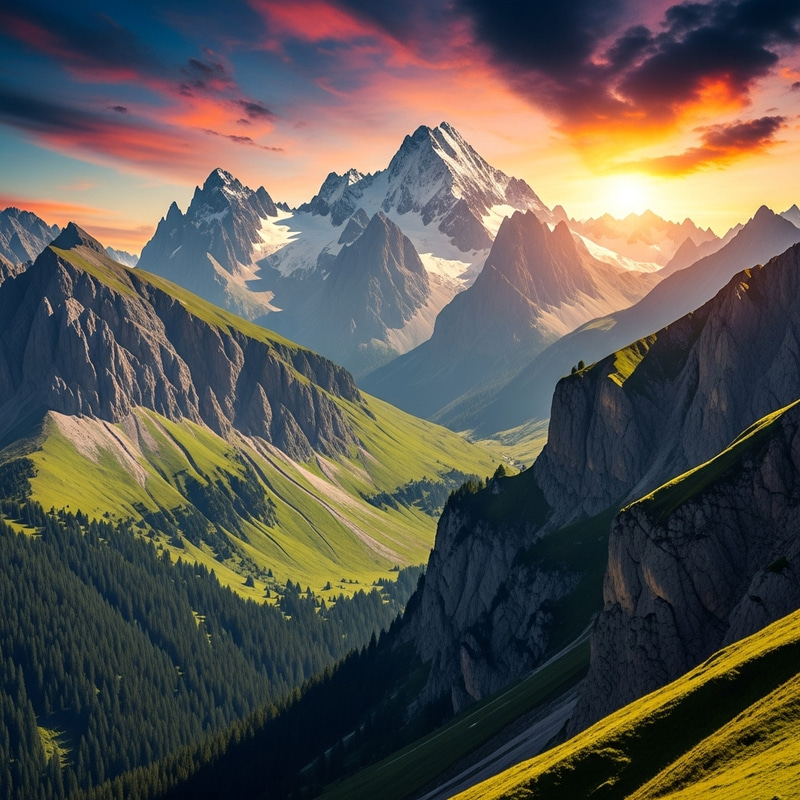 Stunning Mountain Landscape in Abstract Style Stunning Mountain Landscape in Abstract Style
