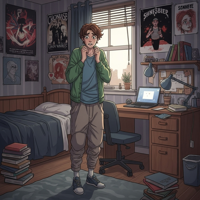 Teen in Casual Wear: Diaper Change Scenario