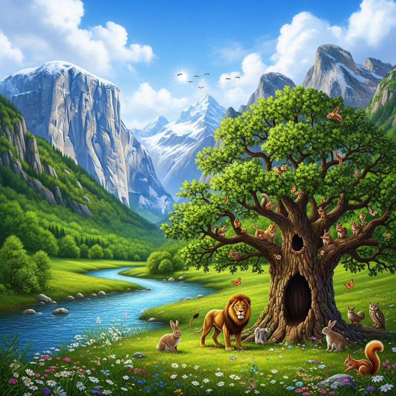 Nature's Diverse Elements: The Symbolism of a Lush Valley Nature's Diverse Elements: The Symbolism of a Lush Valley