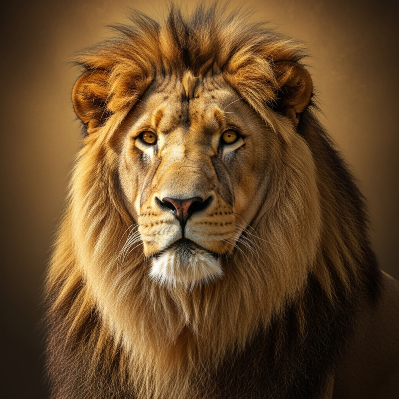 Majestic Lion Portrait with Golden Mane Majestic Lion Portrait with Golden Mane