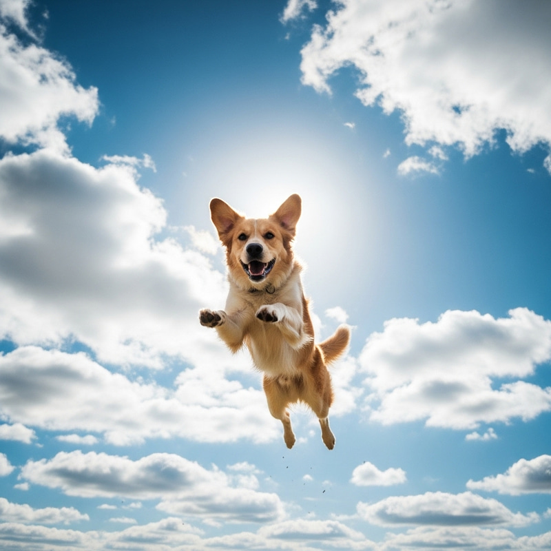 Dog Flying - Majestic Aerial View Dog Flying - Majestic Aerial View