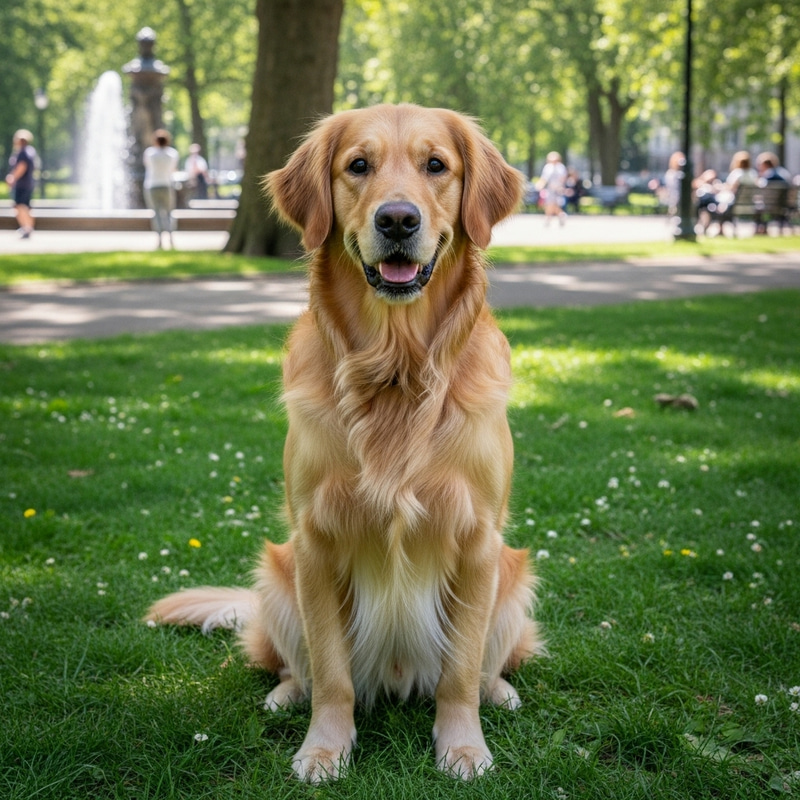 Golden Retriever: A Friendly Park Companion Golden Retriever: A Friendly Park Companion