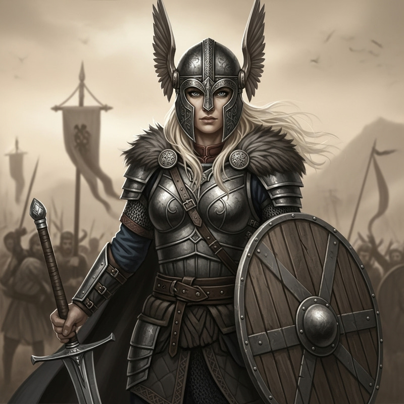 Elegant Valkyrie Warrior in Battle Gear | Nordic Mythology Elegant Valkyrie Warrior in Battle Gear | Nordic Mythology