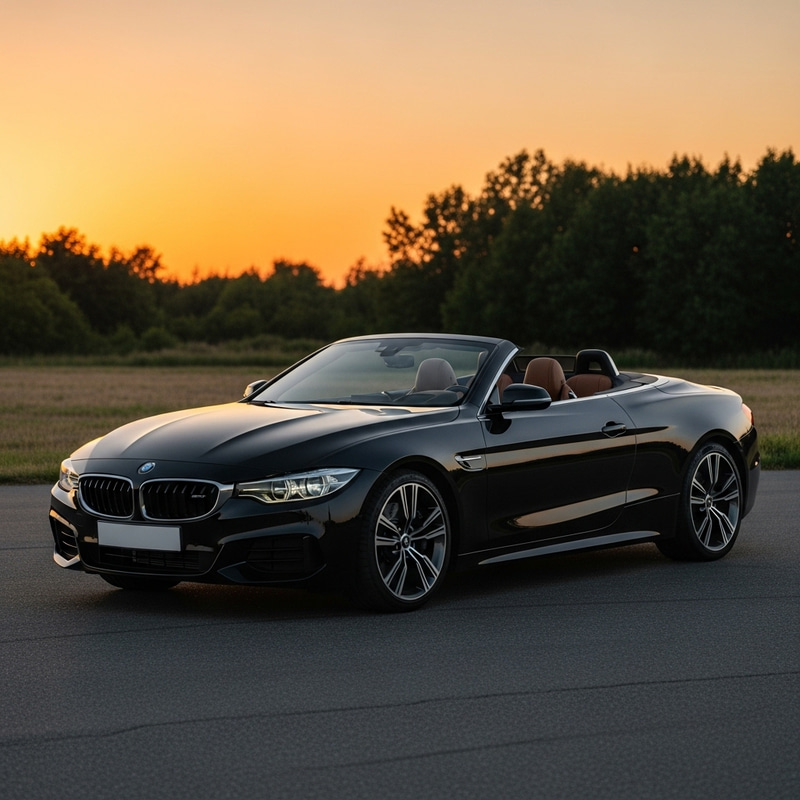 Luxurious Black Convertible Car at Sunset | Elegant Design Luxurious Black Convertible Car at Sunset | Elegant Design