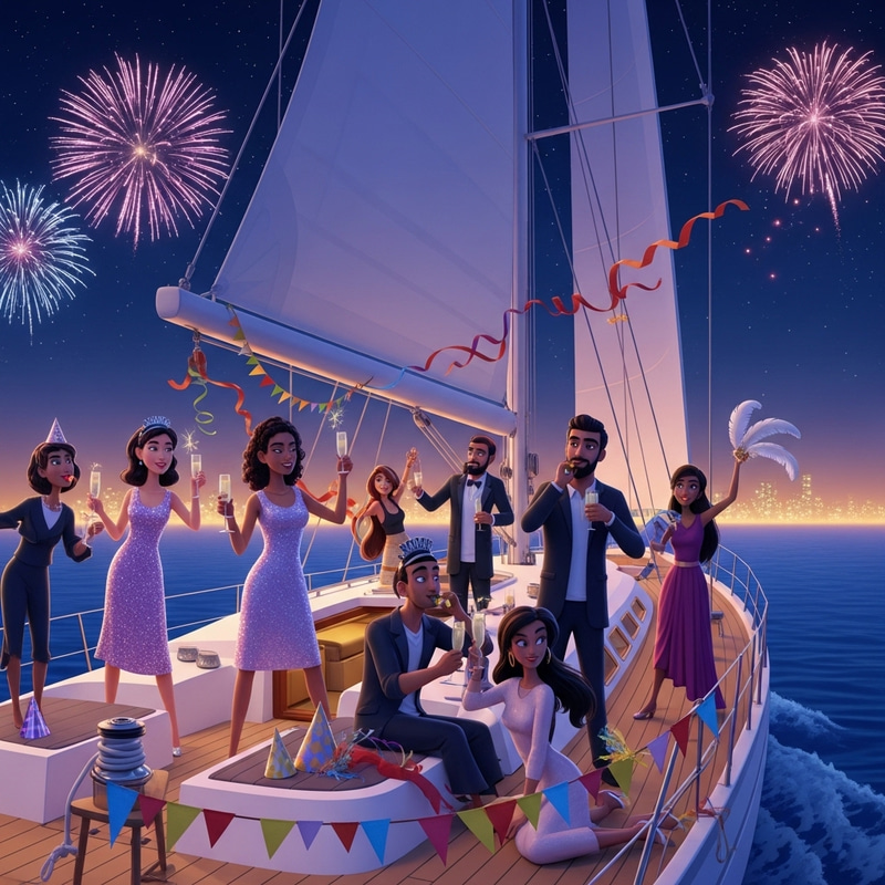 Luxurious New Year Party on Sailing Yacht | Celebration Atmosphere Luxurious New Year Party on Sailing Yacht | Celebration Atmosphere