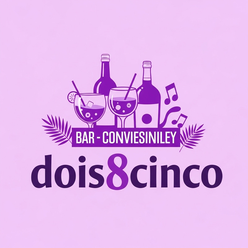 Creative Logo Design for Dois8cinco Bar in Lilac Tones Creative Logo Design for Dois8cinco Bar in Lilac Tones