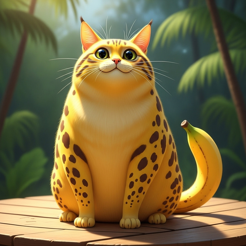 Banana Cat - Fanciful Creature with Playful Demeanor Banana Cat - Fanciful Creature with Playful Demeanor