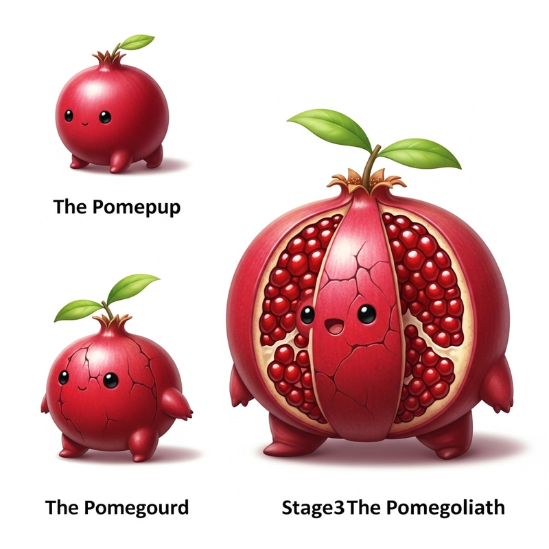 Pomegranate Creature Evolution Line: From Seed to Ruby Gem