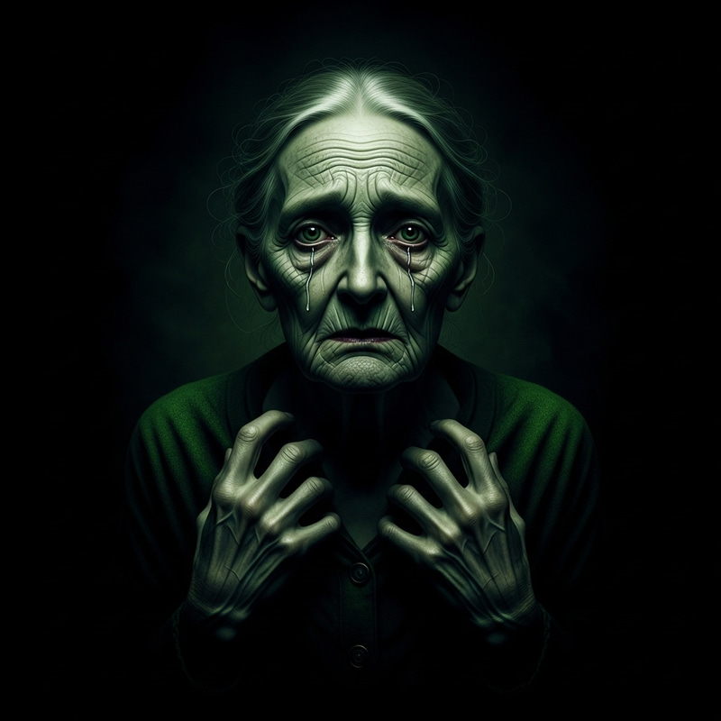 Surreal Portrait of Frail Woman Embraced by Darkness Surreal Portrait of Frail Woman Embraced by Darkness
