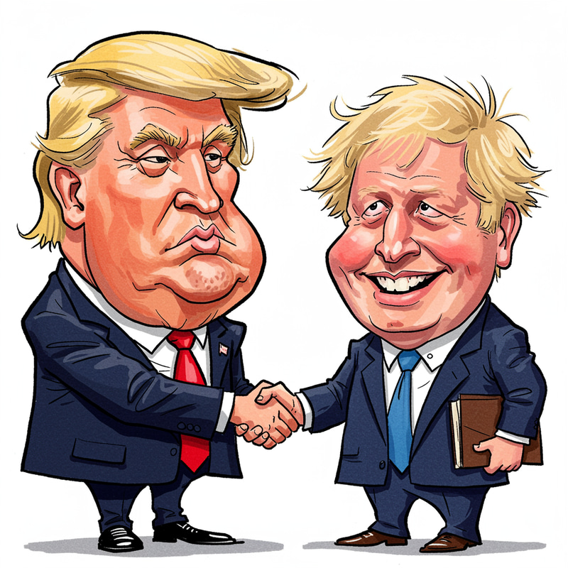 Donald Trump and Boris Johnson Caricature Art Donald Trump and Boris Johnson Caricature Art