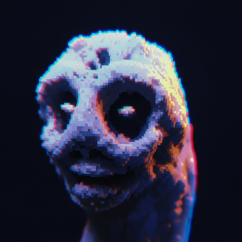 Pixelated Glitch Art Close-Up of Abstract Subject | PS1 GameCube Aesthetic