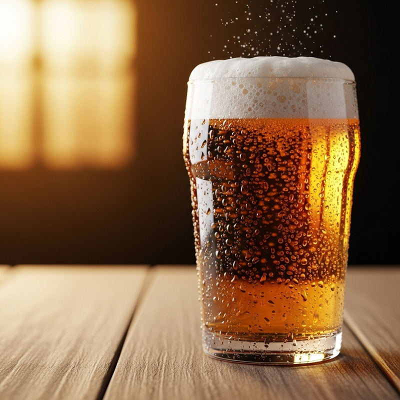 Refreshing Beer on Wooden Table Refreshing Beer on Wooden Table