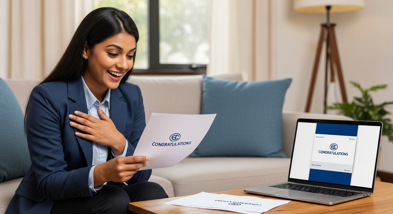 Excited South Asian Woman Receives Dream Job Offer Excited South Asian Woman Receives Dream Job Offer