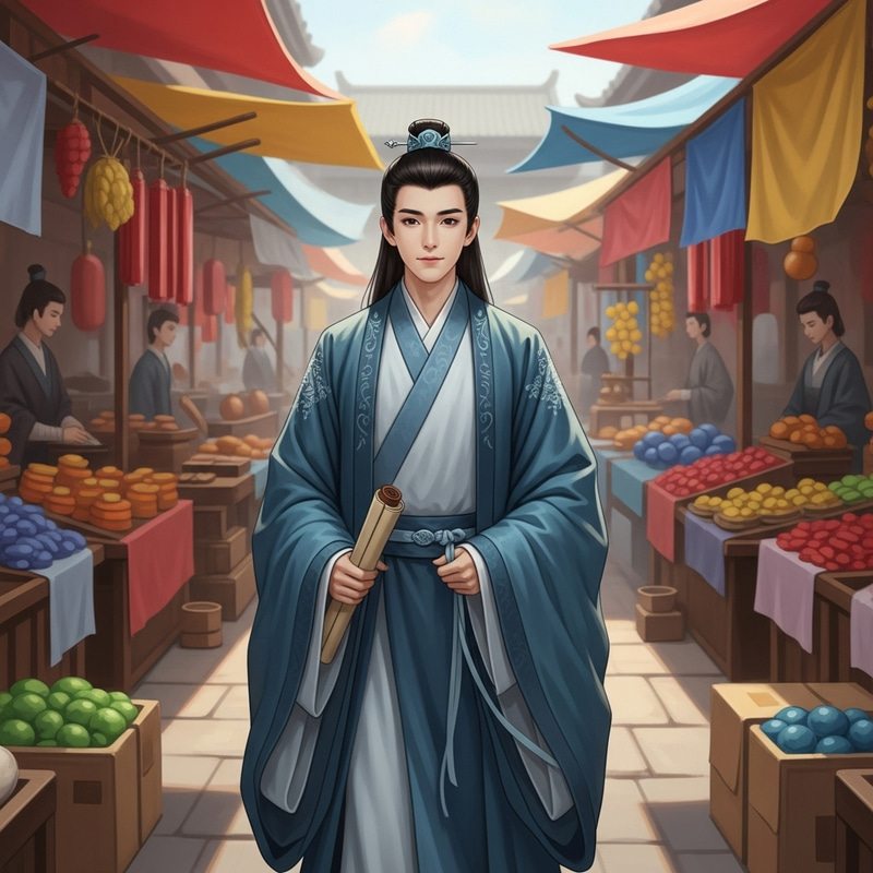 Ancient Chinese Male Character in Traditional Hanfu