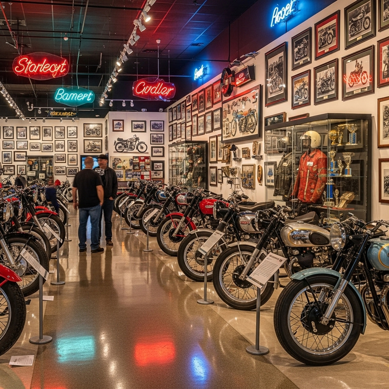 Motorcycle Museum Interior: Vintage Bikes & Racing History Motorcycle Museum Interior: Vintage Bikes & Racing History