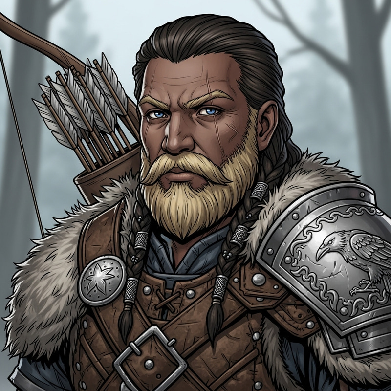 Blond Viking D&D Hunter Headshot Illustration Blond Viking D&D Hunter Headshot Illustration