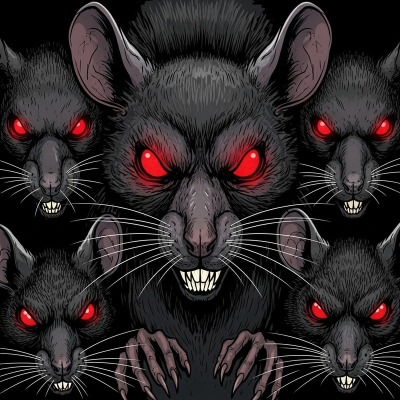 Eerie Red-Eyed Rats: Menacing Horror Comic Art Eerie Red-Eyed Rats: Menacing Horror Comic Art