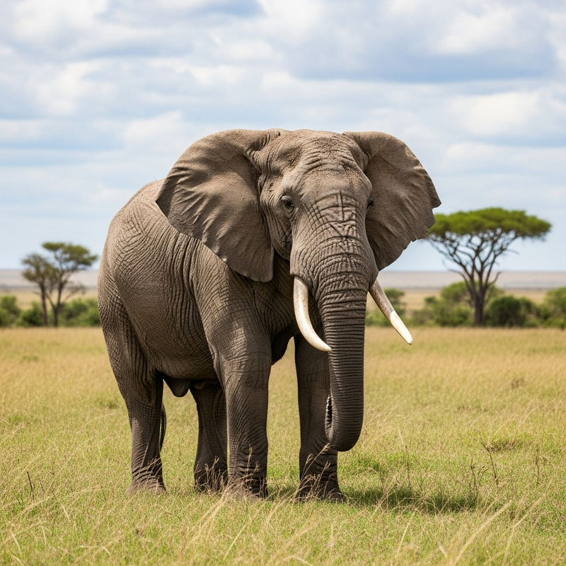 Majestic African Elephant in the Savanna Majestic African Elephant in the Savanna