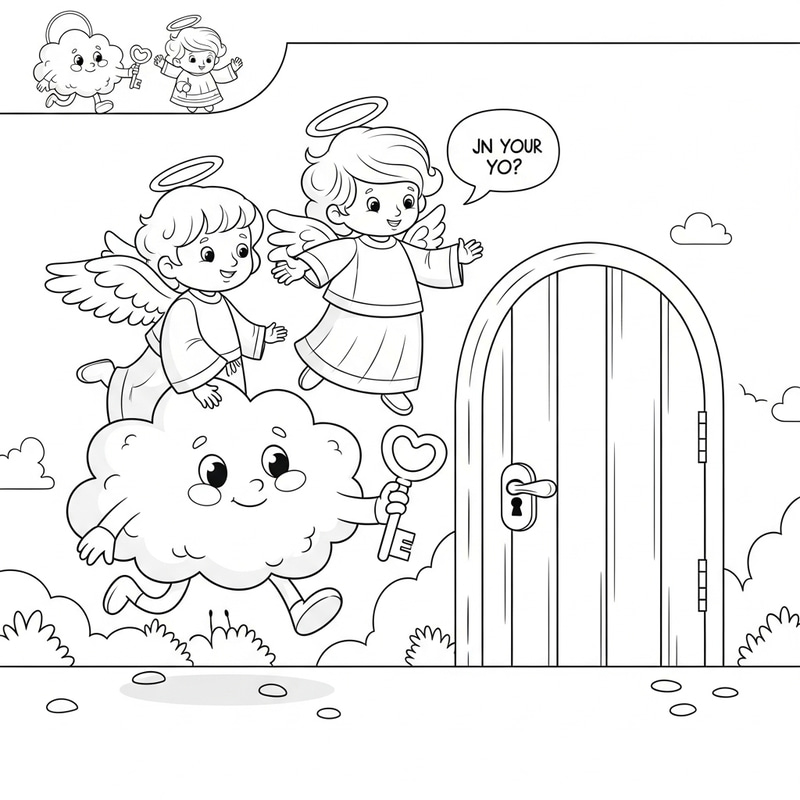 Enchanting Cloud Coloring Page: Unlocking Mystery with Joy Enchanting Cloud Coloring Page: Unlocking Mystery with Joy