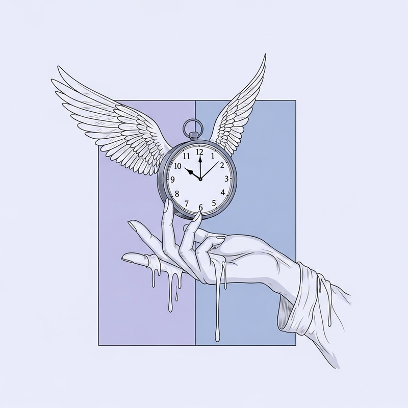 Ethereal Hand Holding Clock with Wings | Surrealistic Contemporary Art Ethereal Hand Holding Clock with Wings | Surrealistic Contemporary Art