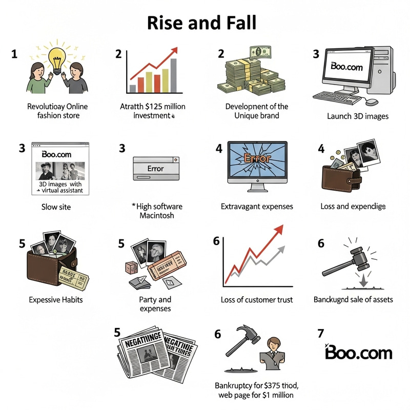 The Rise and Fall of Boo.com: Visual Journey Through 7 Stages