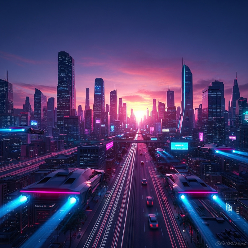 Mesmerizing Cyberpunk Cityscape at Sunset | Neon Futuristic Urban Scene