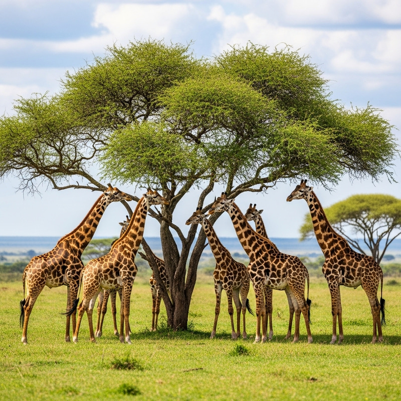 Graceful Giraffes in Lush Savannah - Wildlife Photography Graceful Giraffes in Lush Savannah - Wildlife Photography