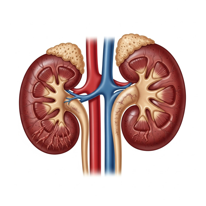 Detailed Illustration of Human Kidneys Damage