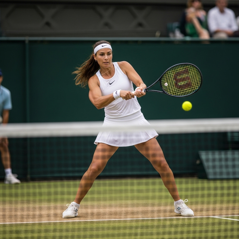 Elegant 37-Year-Old Female Tennis Player with Brown Long Hair Elegant 37-Year-Old Female Tennis Player with Brown Long Hair