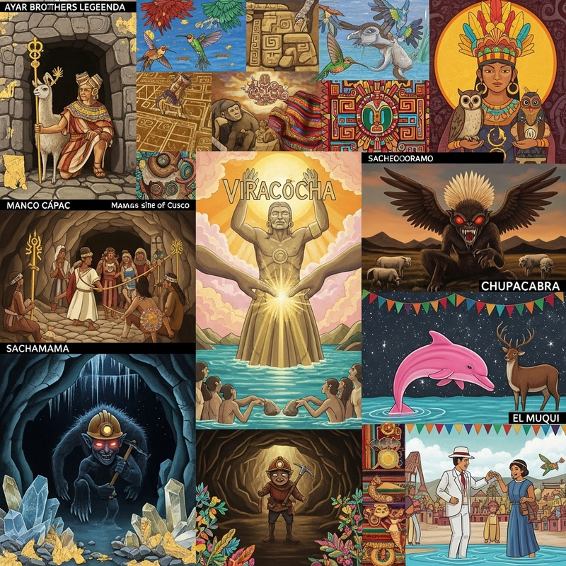 Peruvian Legends: Gods, Creatures & Heroes Collage Peruvian Legends: Gods, Creatures & Heroes Collage