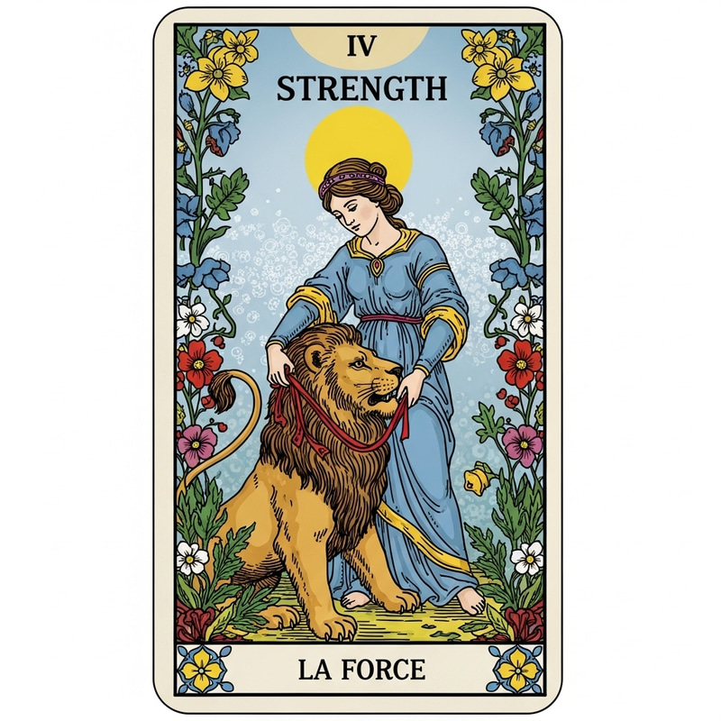 Strength Tarot Card in Marseille Style Strength Tarot Card in Marseille Style