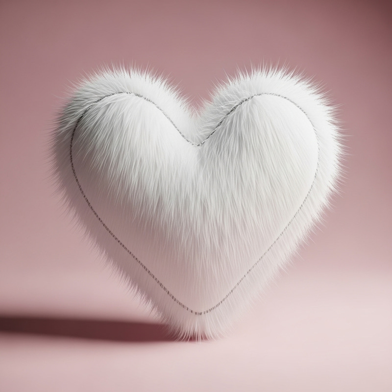 Fluffy White Heart Plush Toy