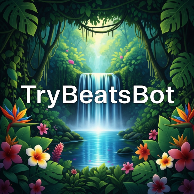TryBeatsBot Logo: Tropical Jungle & Waterfall Design TryBeatsBot Logo: Tropical Jungle & Waterfall Design