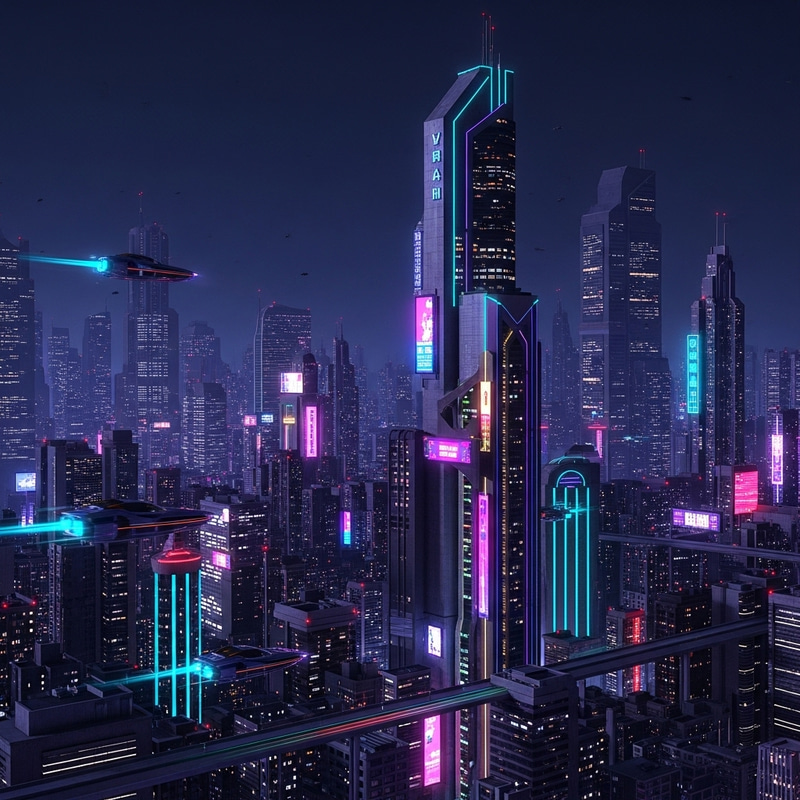 Bustling Neon Cityscape | Vibrant Futuristic Night Scene Bustling Neon Cityscape | Vibrant Futuristic Night Scene