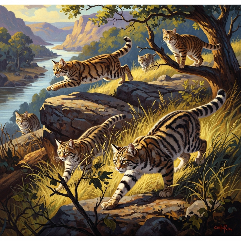 Vibrant Wildcat Pack: Agility & Strength in Natural Habitat Vibrant Wildcat Pack: Agility & Strength in Natural Habitat