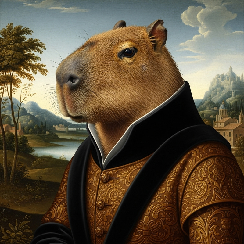 Capybara Renaissance Illustration | Detailed & Symmetrical Art