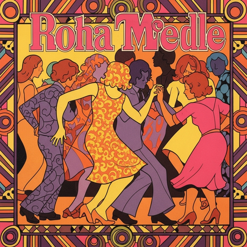 1970's Vintage Album Cover: Abstract People Dancing 1970's Vintage Album Cover: Abstract People Dancing