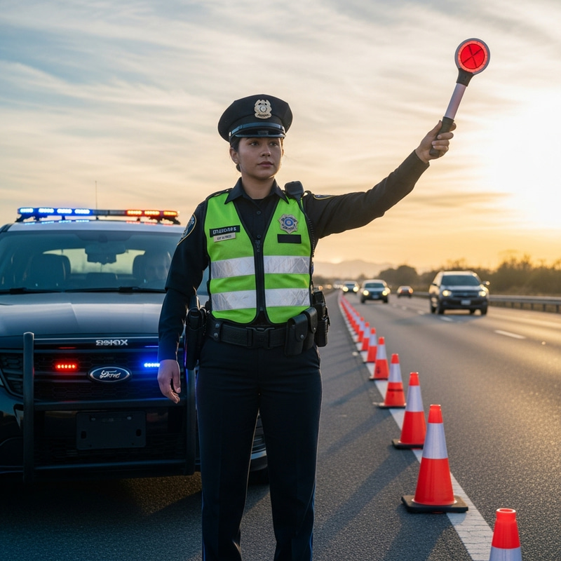Traffic Policeman on Highway Traffic Policeman on Highway