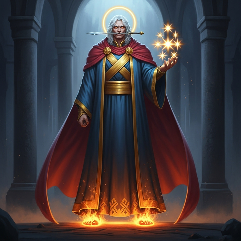 Mystical Figure in Robe with Golden Sash - Unveiling Divine Presence