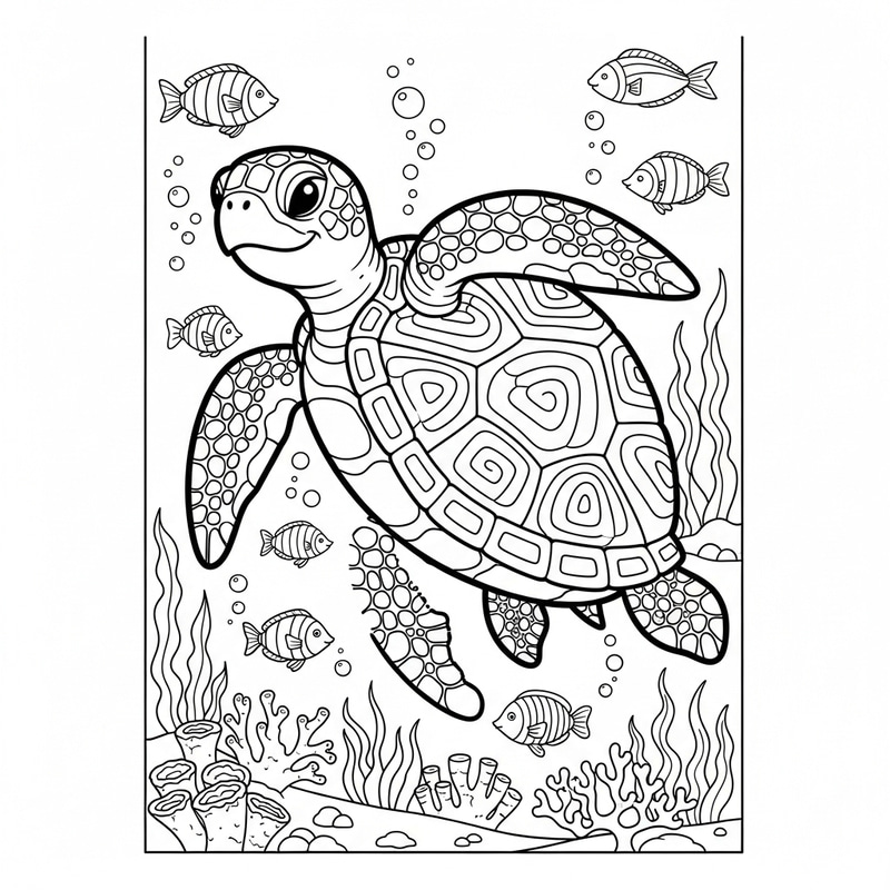 Kids Coloring Book: Sea Turtle Fun