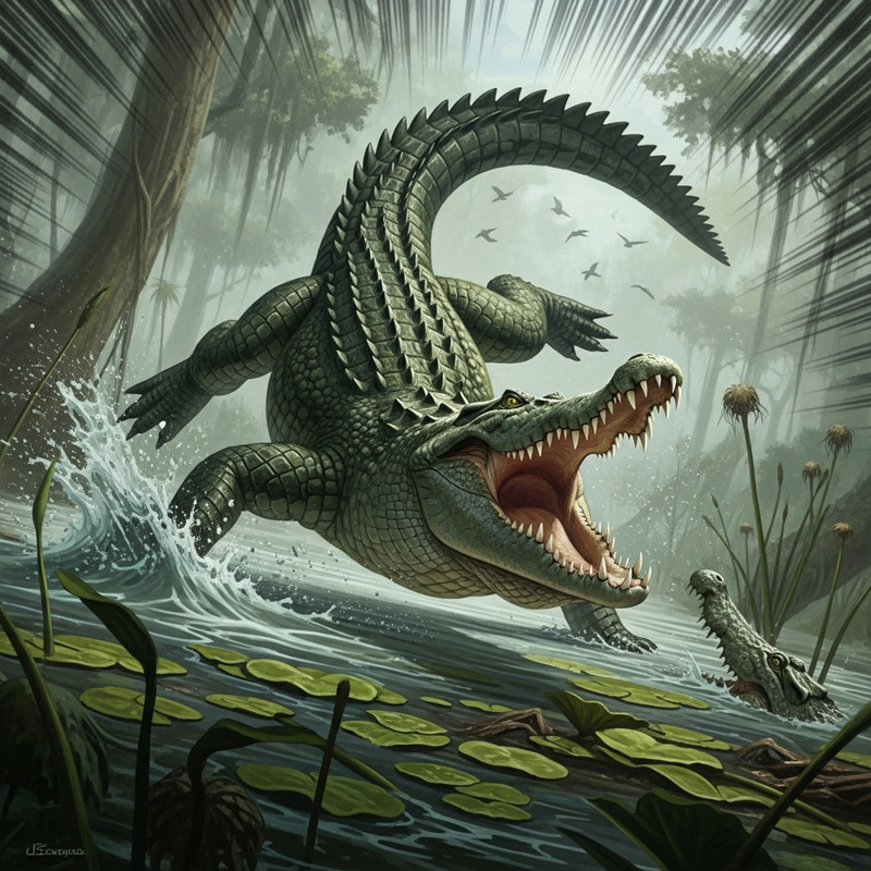 Crocodile Attack Scene - Raw and Powerful Wilderness Snapshot