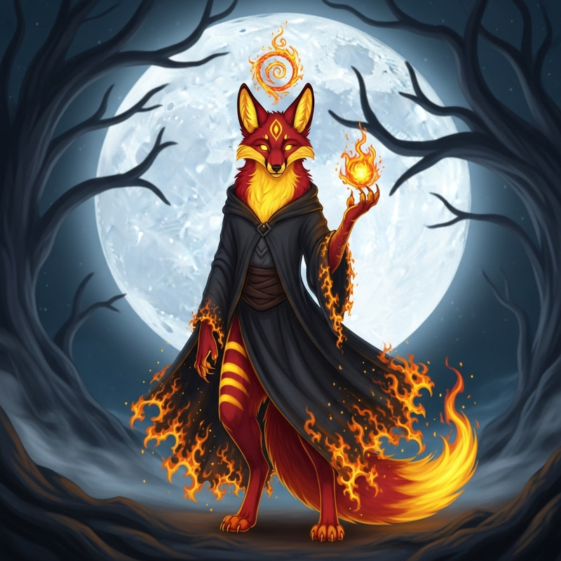 Mystical Delphox under Full Moon | Magical Fire Fox Image
