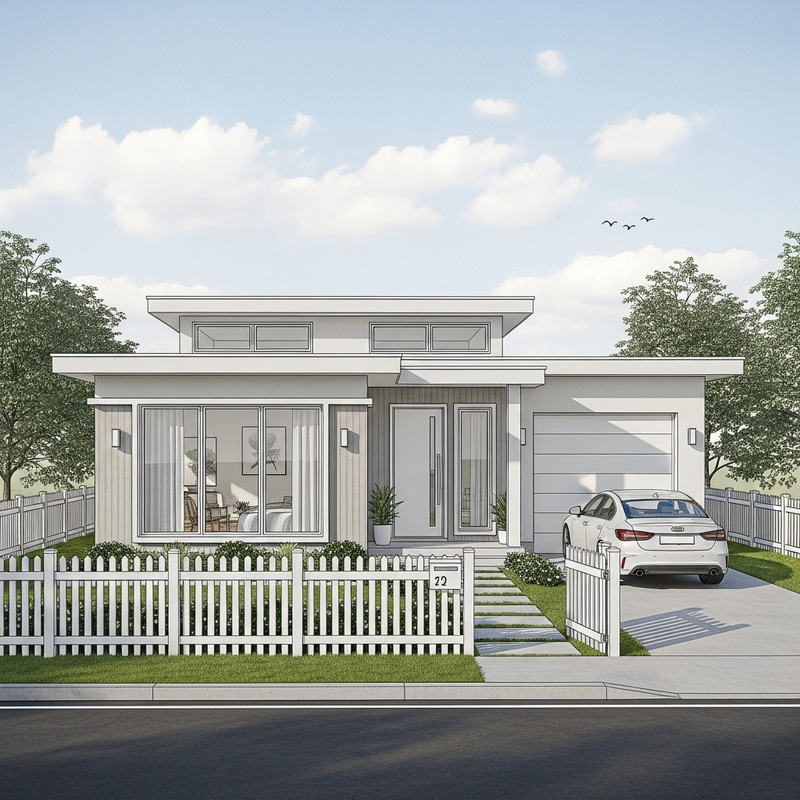 Minimalist Single-Story House Sketch with Clean Lines