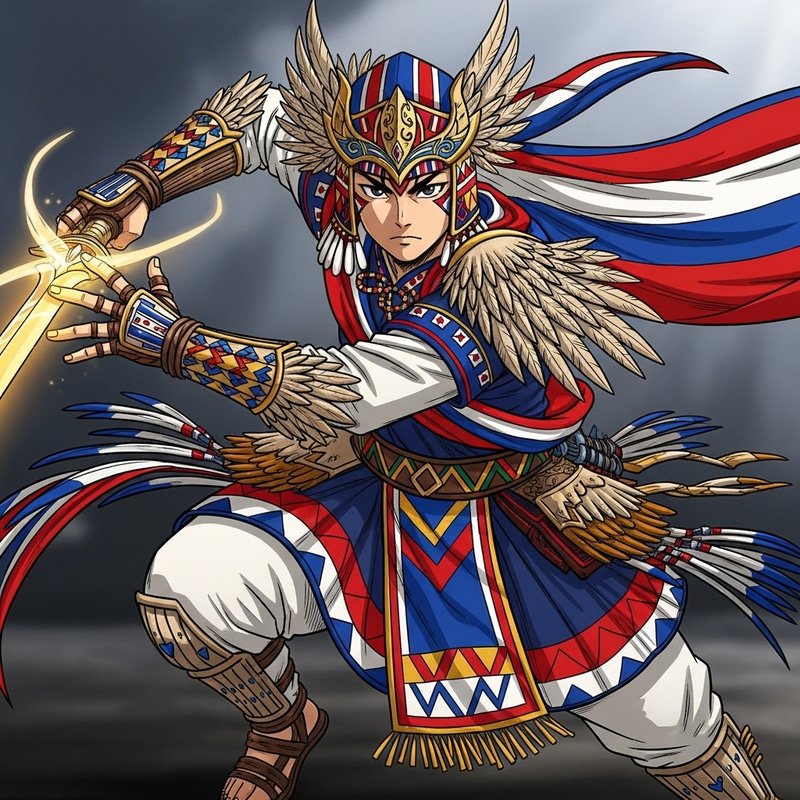 Paraguayan Anime Warrior in Manga Style | Vibrant Colors & Action Paraguayan Anime Warrior in Manga Style | Vibrant Colors & Action