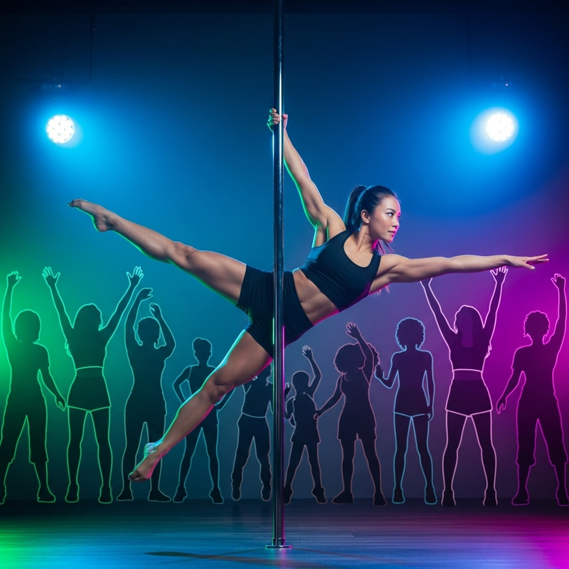 Professional Asian Pole Dancer in Stunning Neon Lights Professional Asian Pole Dancer in Stunning Neon Lights
