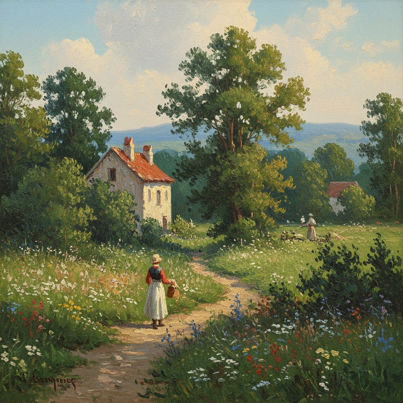 Lush Green Impressionist Landscape Painting Lush Green Impressionist Landscape Painting