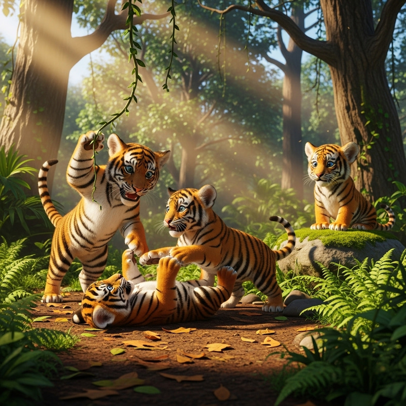 Playful Baby Tigers: A Joyous Encounter