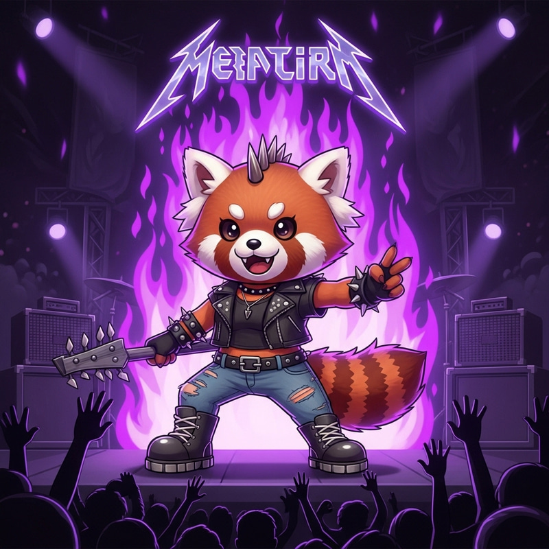Aggretsuko: Red Panda Rocking Heavy Metal Concert with Punk Style Aggretsuko: Red Panda Rocking Heavy Metal Concert with Punk Style